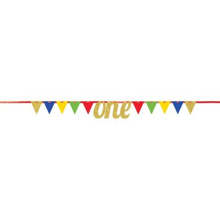 Paper Pennant 1st Birthday Boy Banner - 9Ft