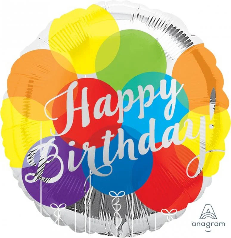 Silver Happy Birthday Round Balloon