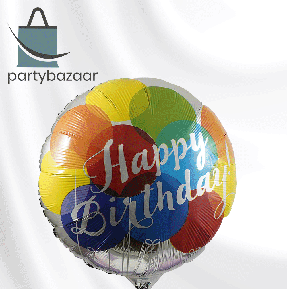 Silver Happy Birthday Round Balloon