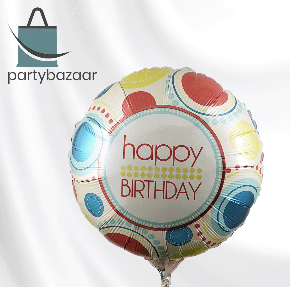 Retro Happy Birthday Round Balloon