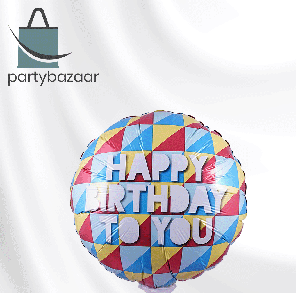 Happy Birthday Plaid Round Balloon