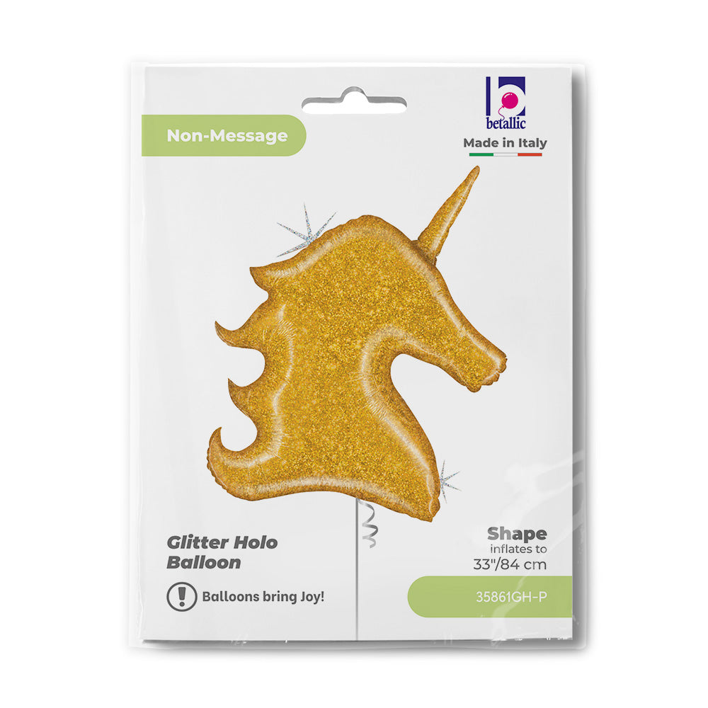 Gold Glitter Unicorn Balloon