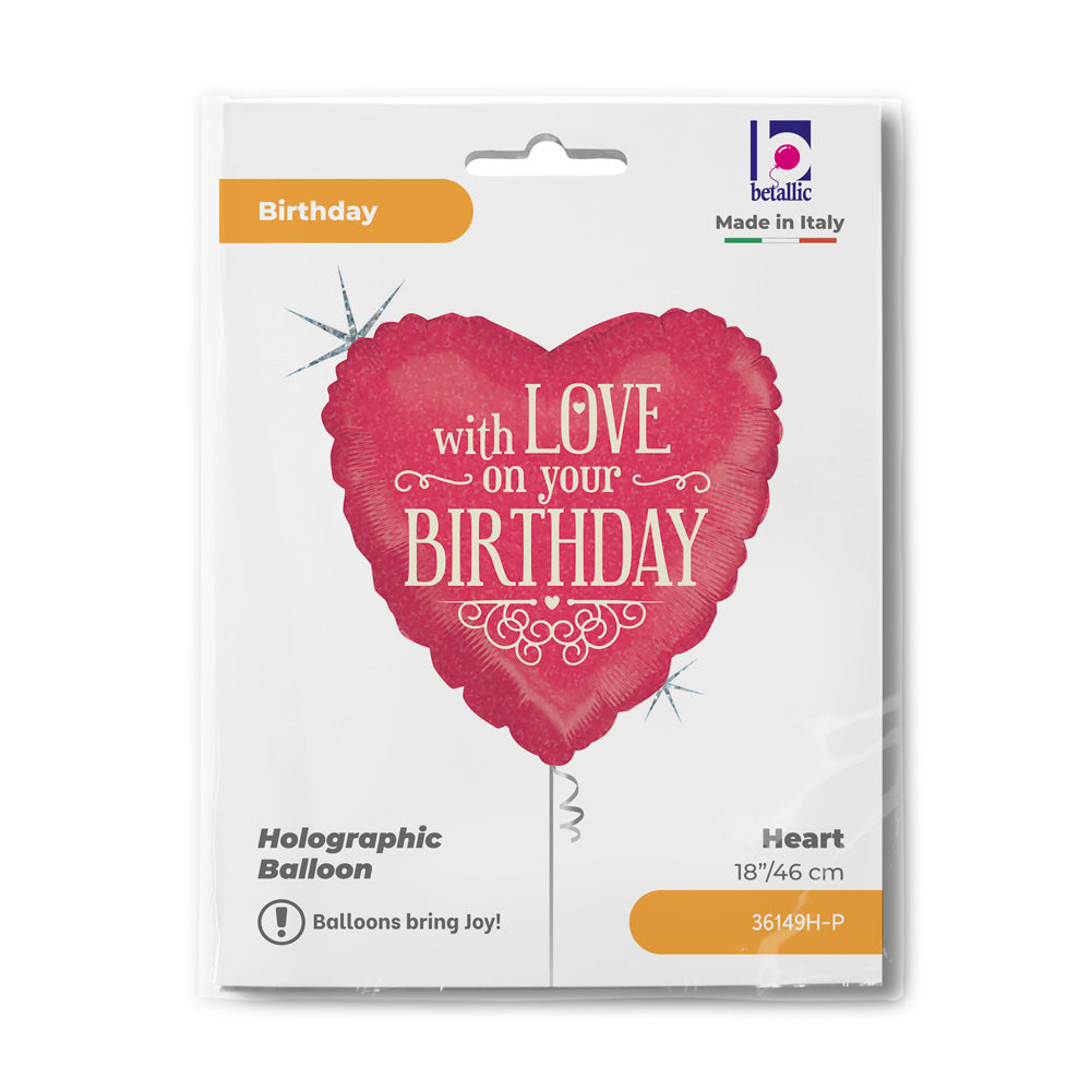With Love On Your Birthday Heart Balloon