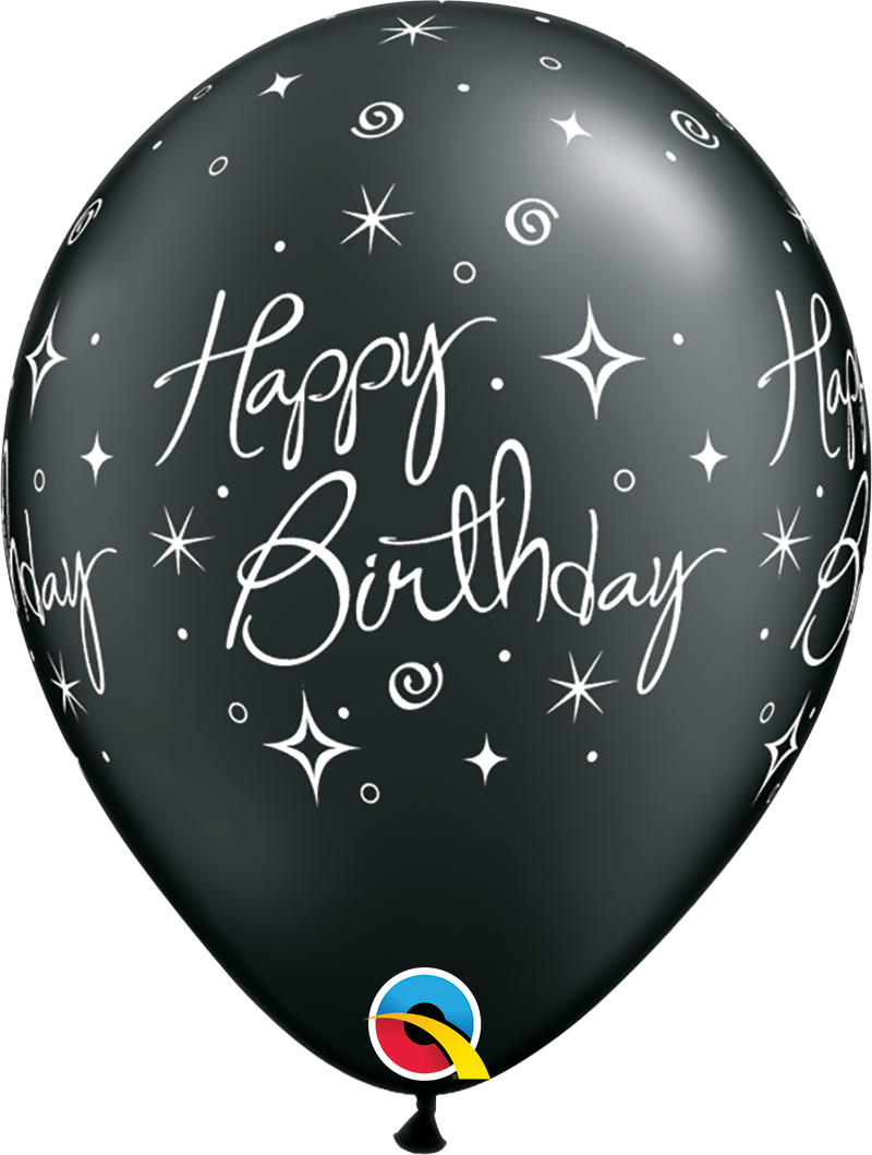 Birthday Elegant Sparkle &amp; Swirls Latex Balloon (Helium/Air Filled) - 11 Inches