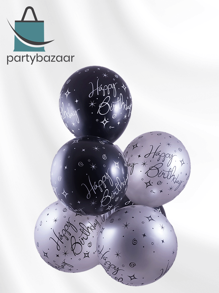 Birthday Elegant Sparkle &amp; Swirls Latex Balloon (Helium/Air Filled) - 11 Inches