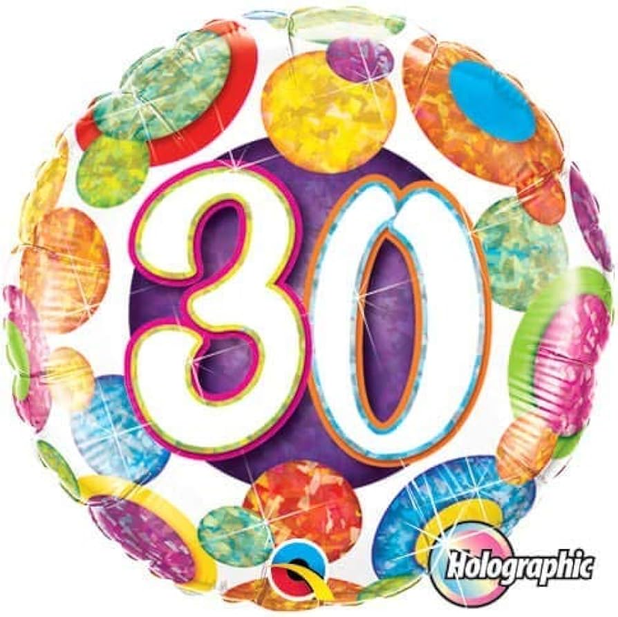 30 Colourful Polka Holographic Balloon
