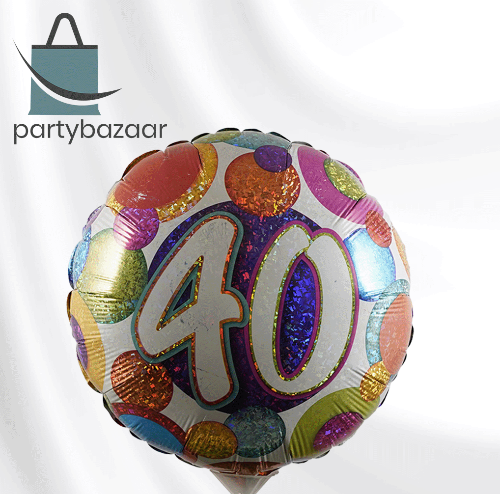 40 Colourful Polka Holographic Balloon