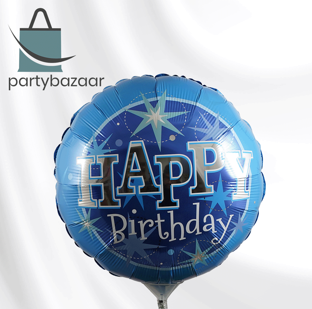 Birthday Blue Sparkle Round Balloon