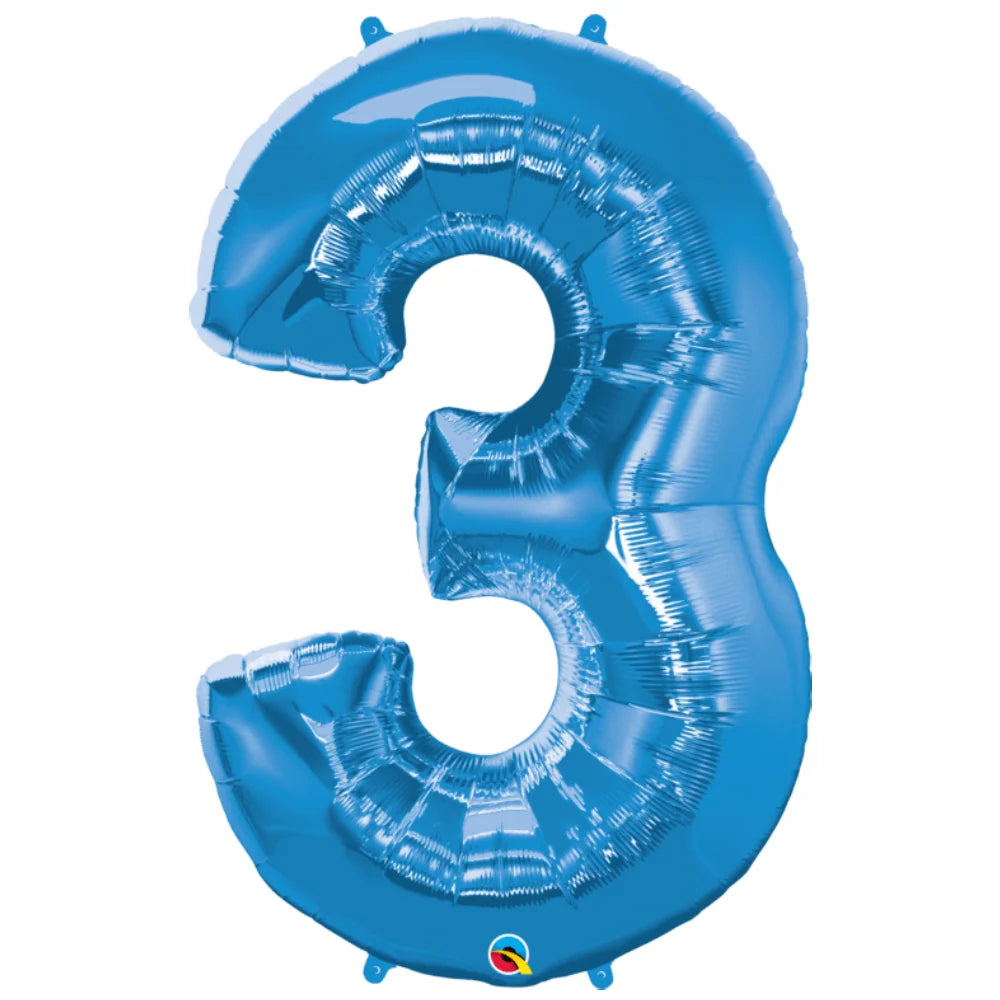 Number 3 Blue Balloon