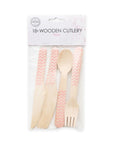 Premium Wooden Cutlery Light Pink- 18 Pc