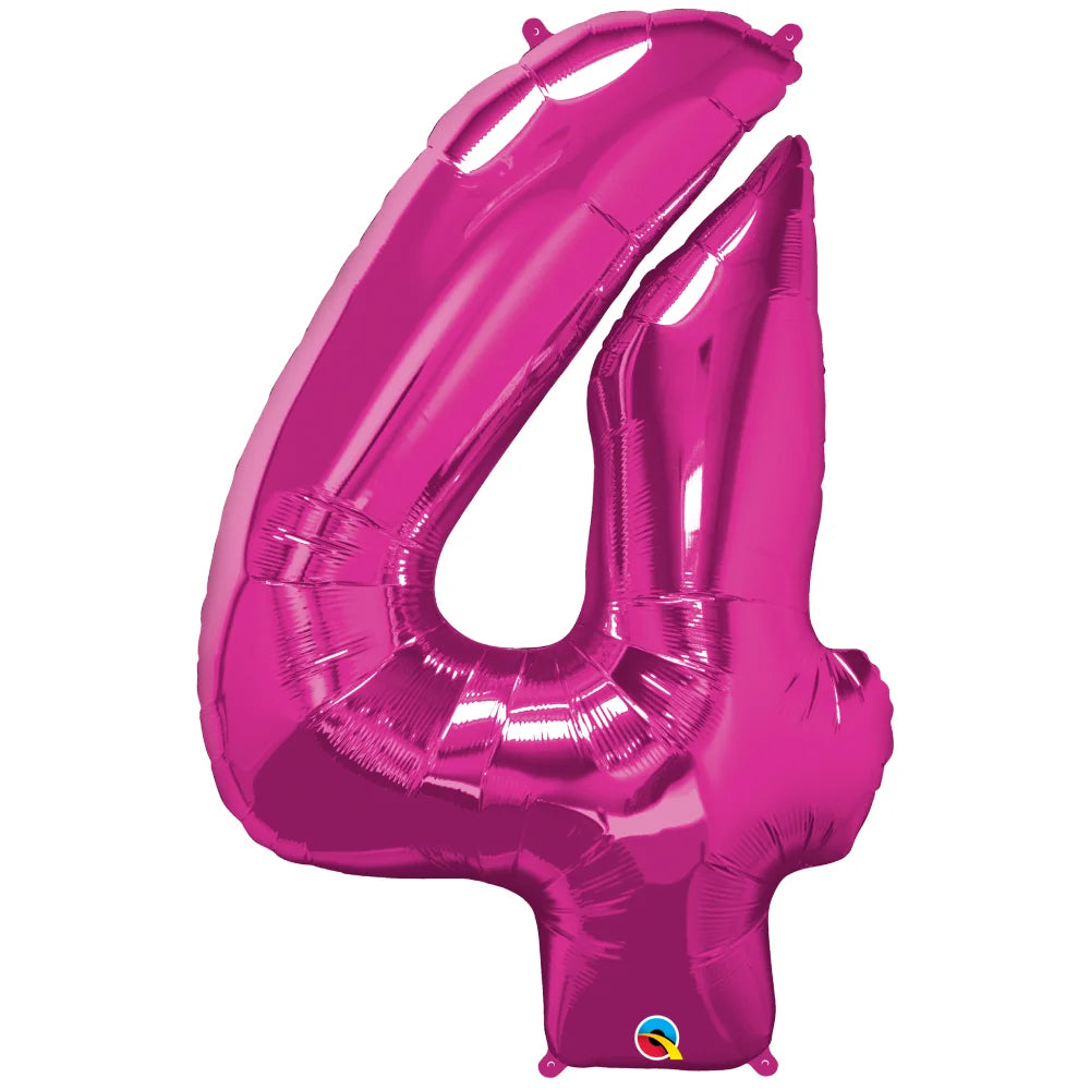 Number 4 Magenta Balloon 