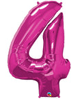 Number 4 Magenta Balloon 