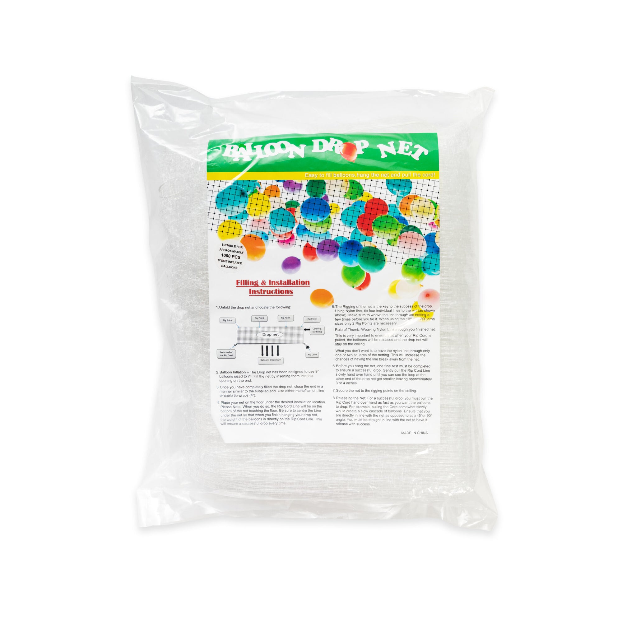 Balloon Drop Net  2m * 7.2 m– Premium Quality (1000 Balloons)
