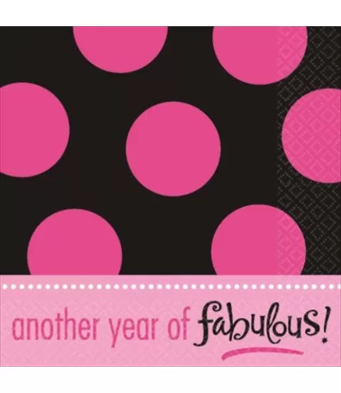 Paper Napkins 16cm*16cm Another Year Of Fabulous- 16pc