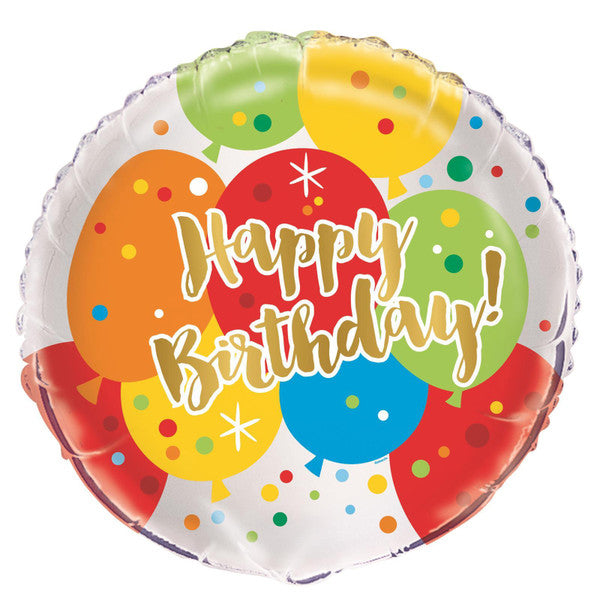Happy Birthday Glitzy Gold Round Balloon 