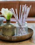 20 Paper straws 6mm x 197mm striped Lilac
