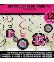 Pink Sparkling Celebration Mis 15 Decoration- 12pc