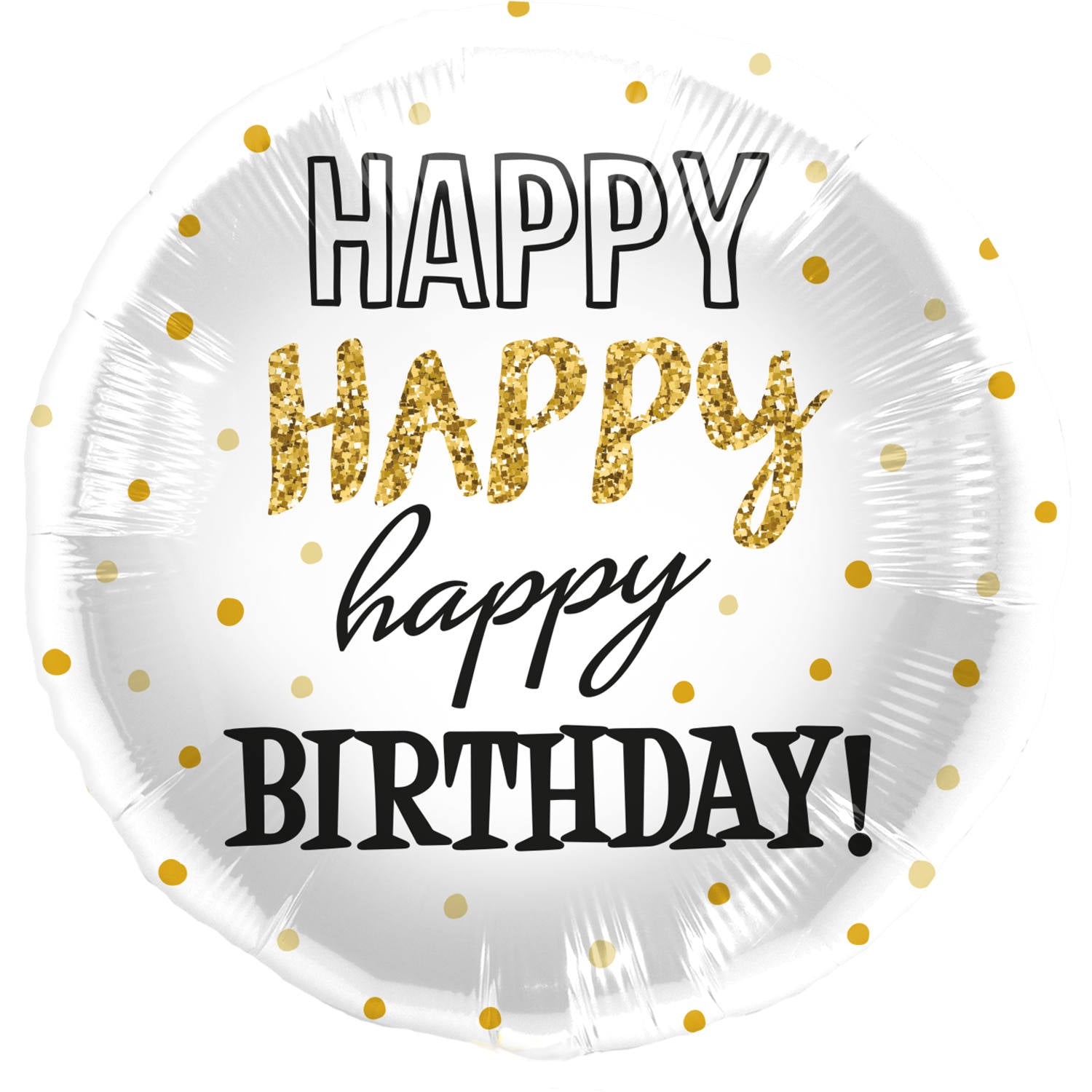Happy Birthday Gold Round Balloon 