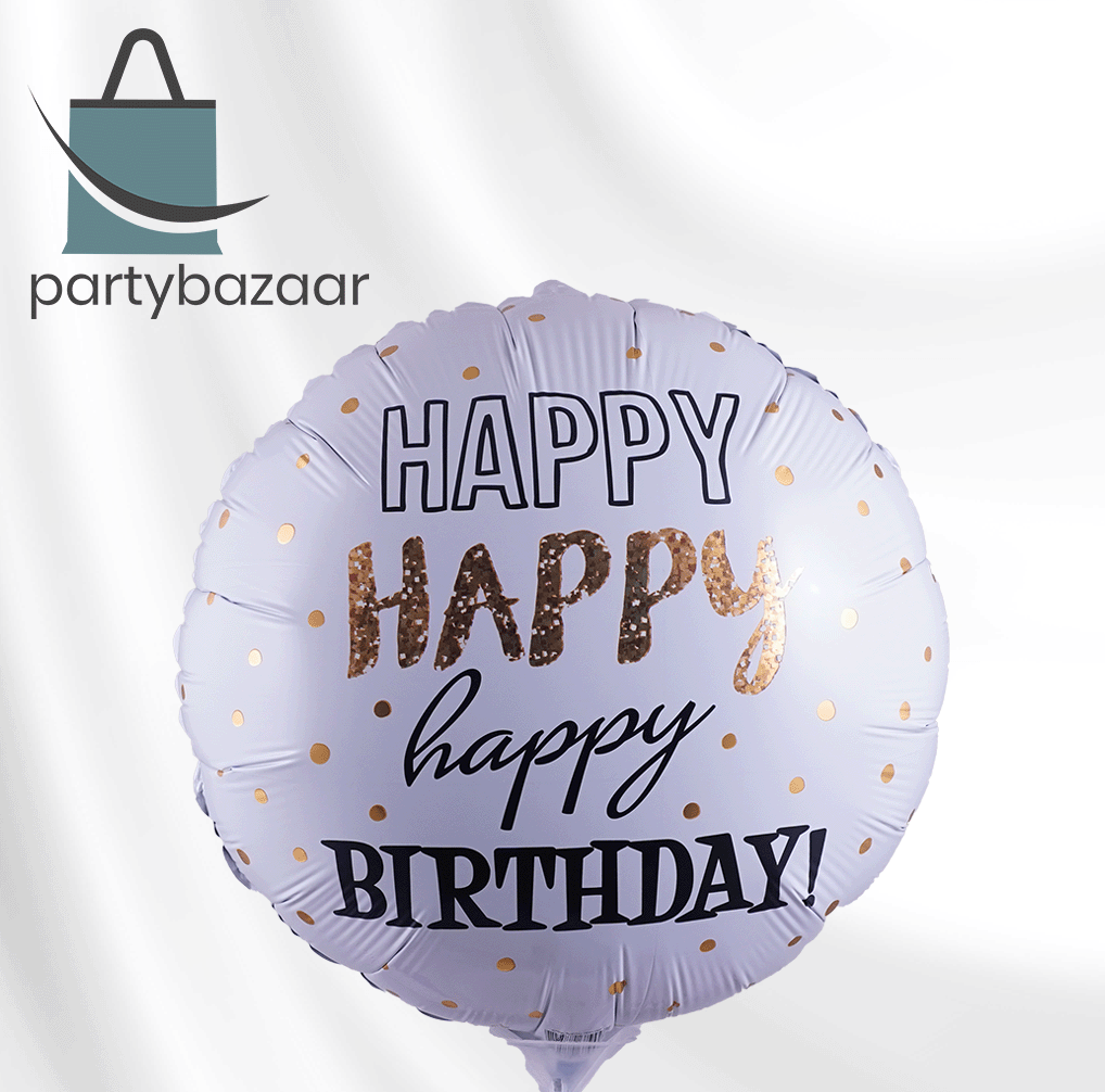 Happy Birthday Gold Round Balloon 