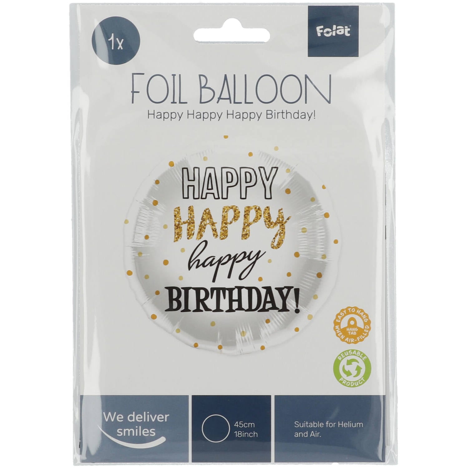 Happy Birthday Gold Round Balloon 