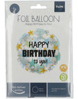 Stars Blue Gold Birthday Round Balloon