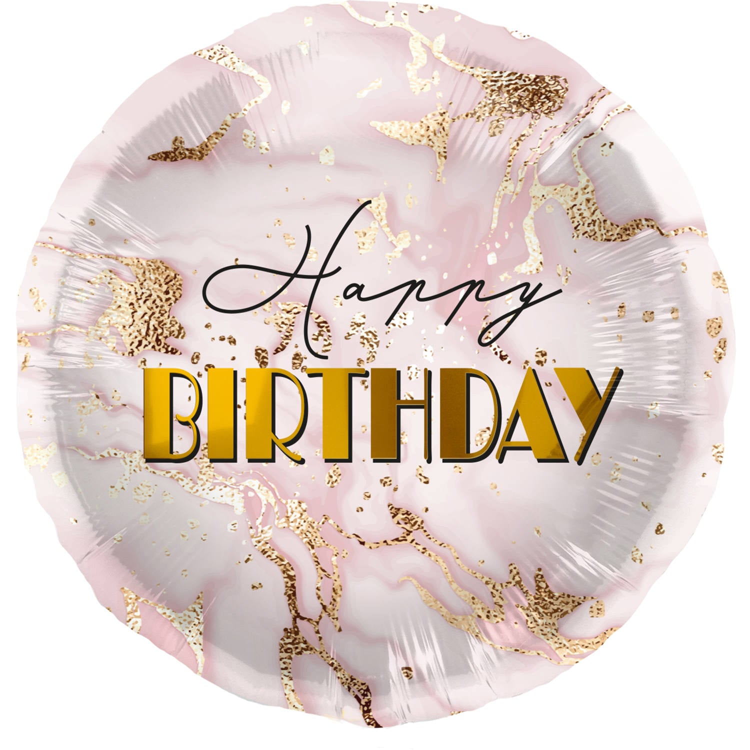 Birthday Marble Pink Round Balloon