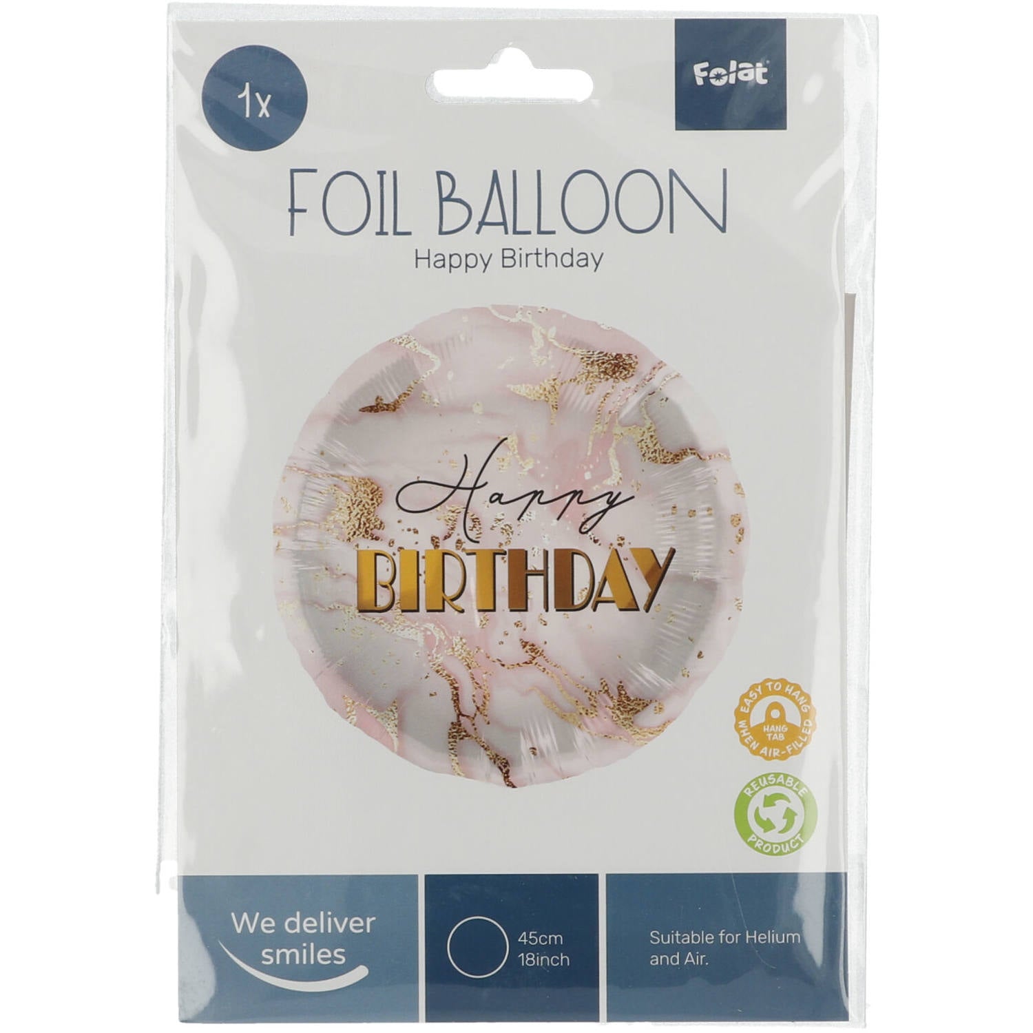 Birthday Marble Pink Round Balloon