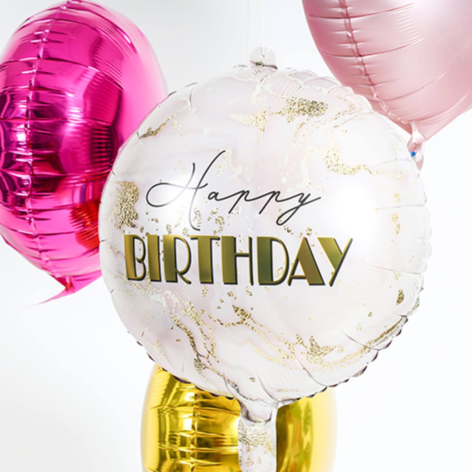 Birthday Marble Pink Round Balloon