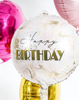 Birthday Marble Pink Round Balloon