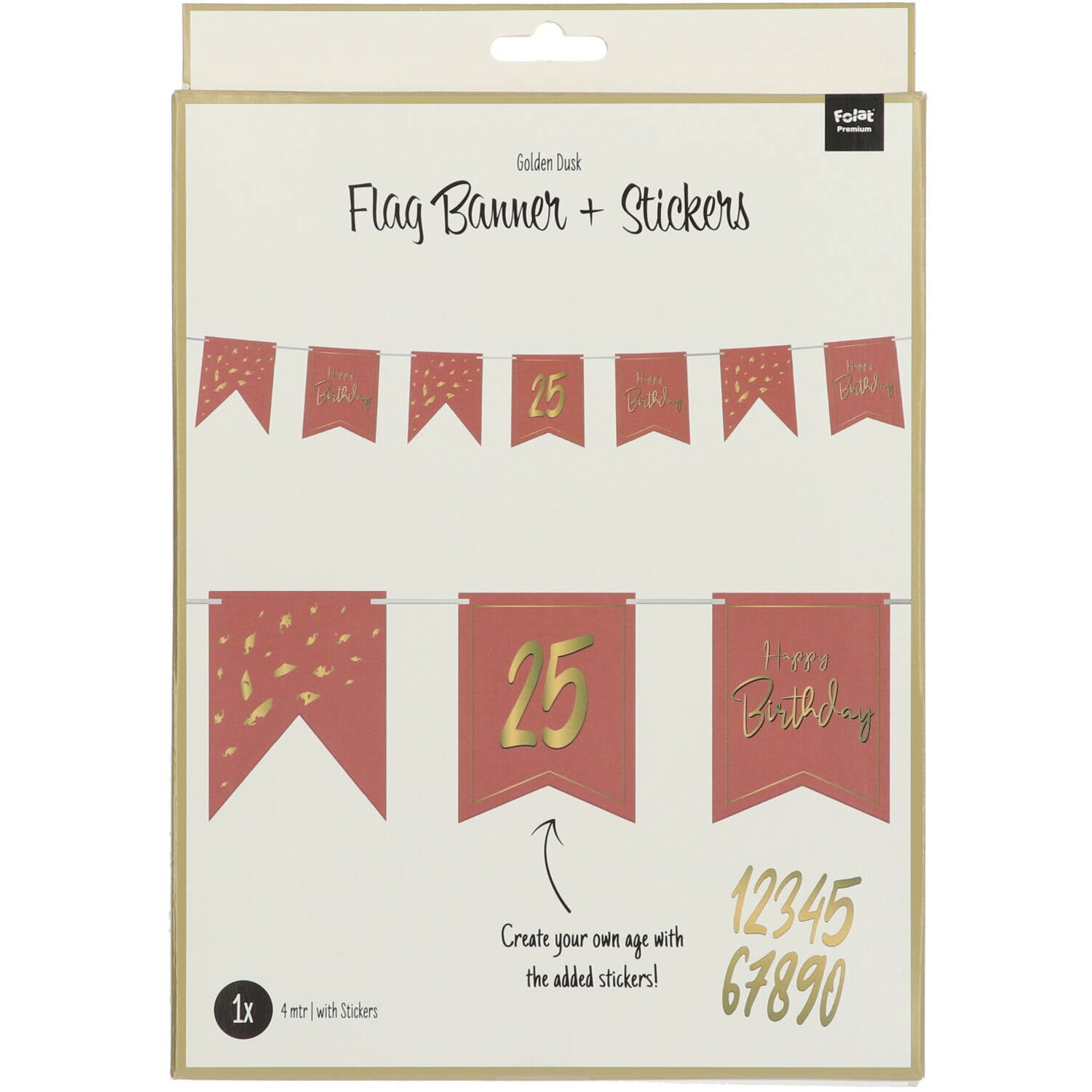 Bunting Garland DIY Age Happy Birthday Golden Dusk - 12 Feet