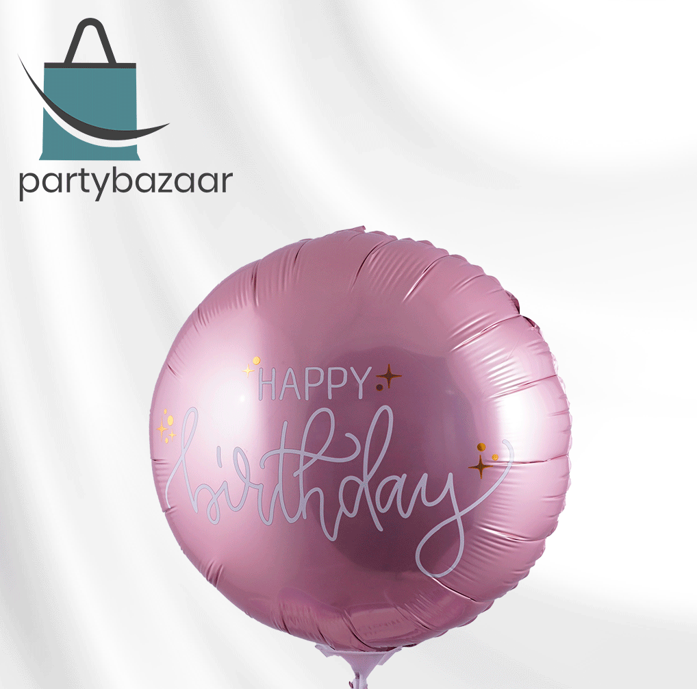 Happy Birthday Crème Rose Round Balloon