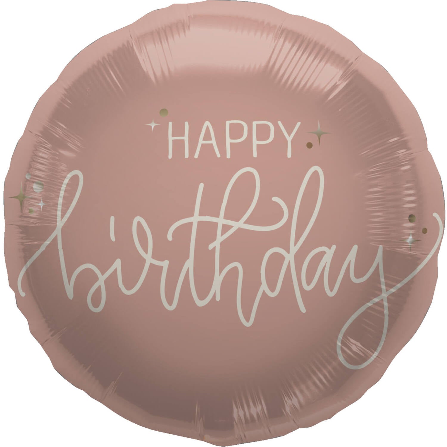 Happy Birthday Crème Rose Round Balloon