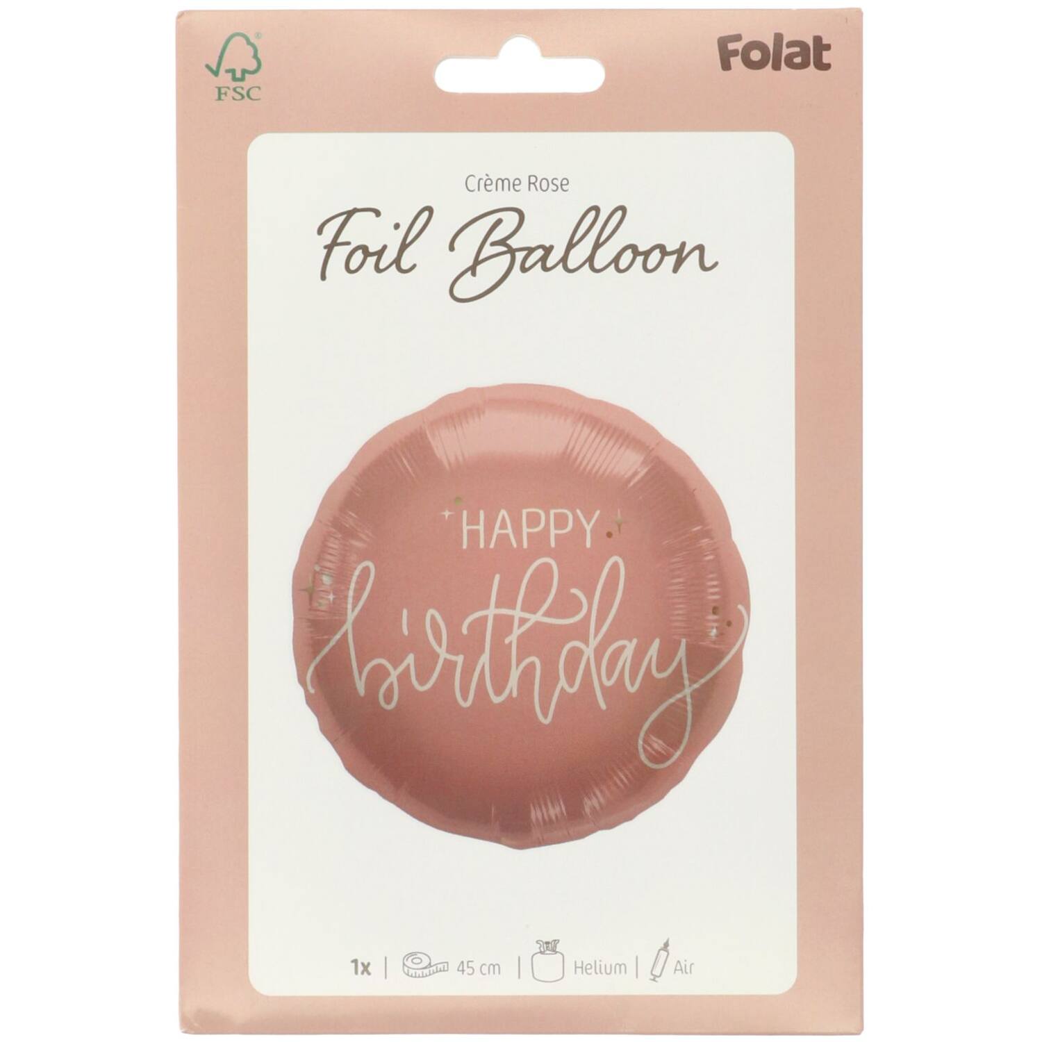 Happy Birthday Crème Rose Round Balloon