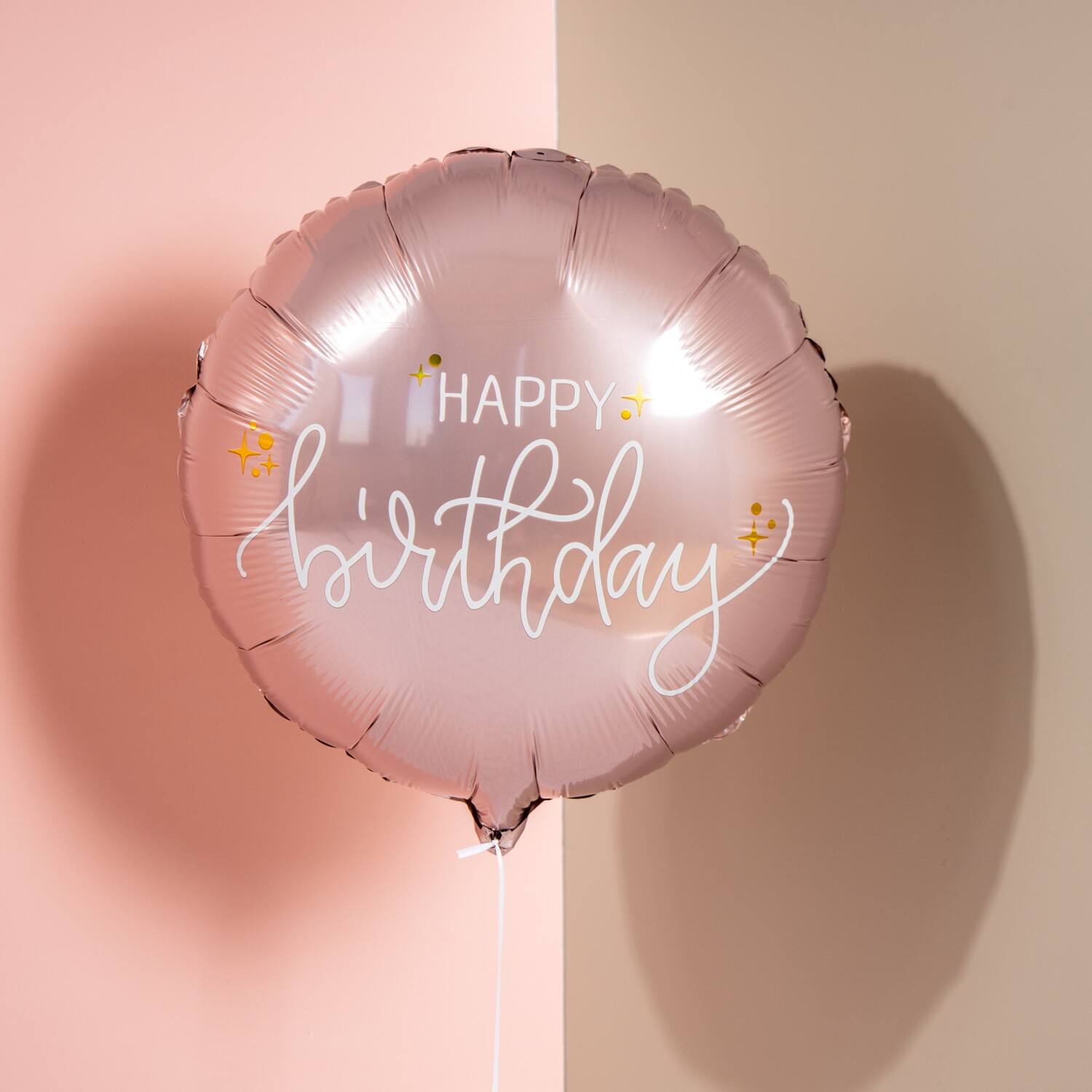 Happy Birthday Crème Rose Round Balloon