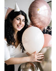 Happy Birthday Crème Rose Round Balloon