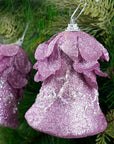 Pink Glitter Bells Ornament- 2Pc
