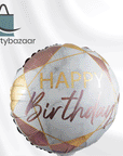 Marble Pink Happy Birthday Round Balloon