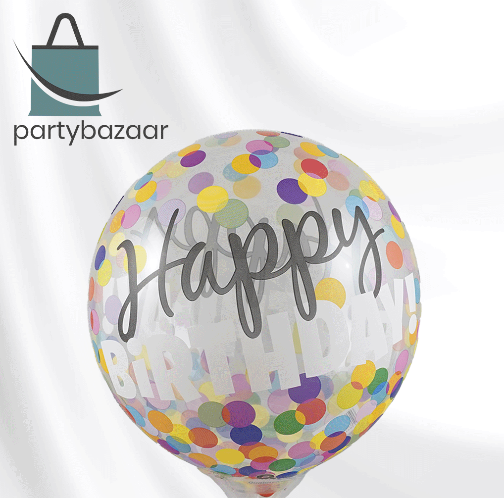Happy Birthday Colourful Bubbles Dots Balloon