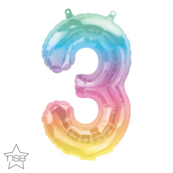 Ombre Number 3 Balloon 