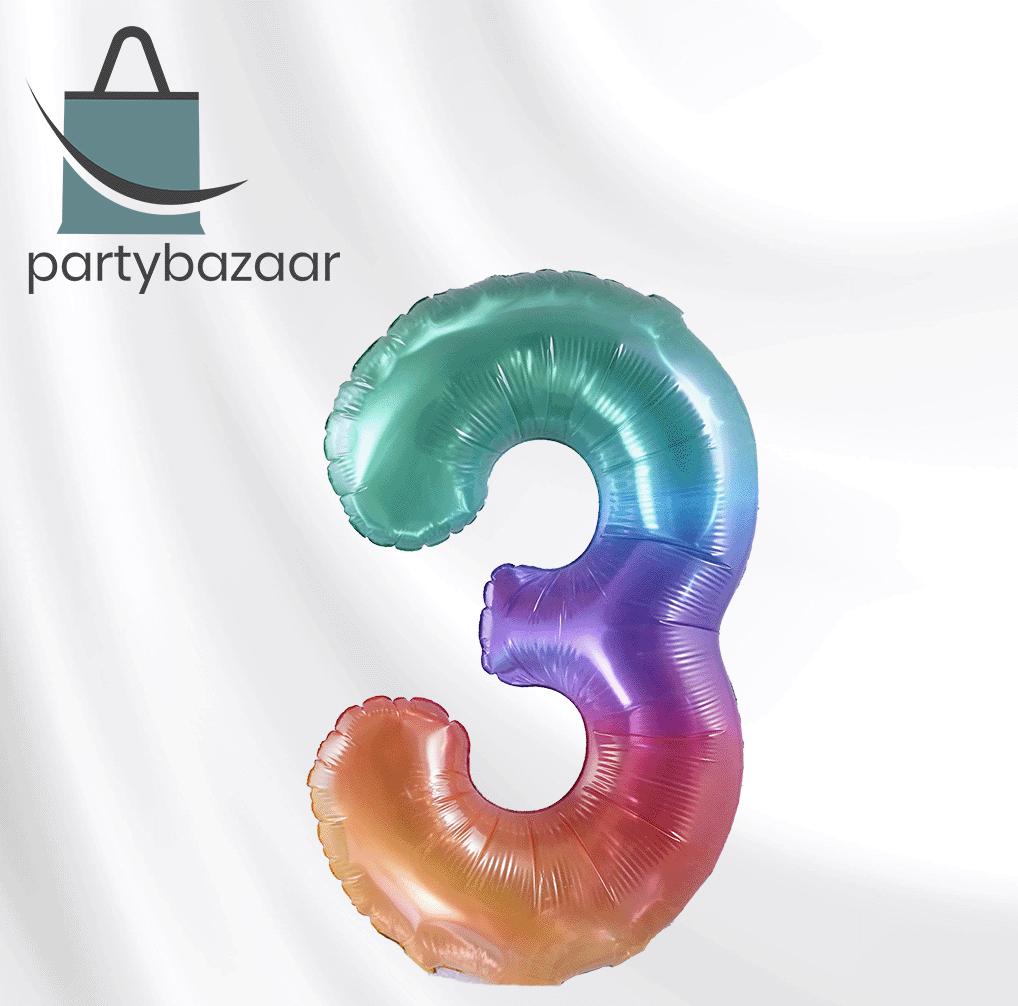 Ombre Number 3 Balloon 