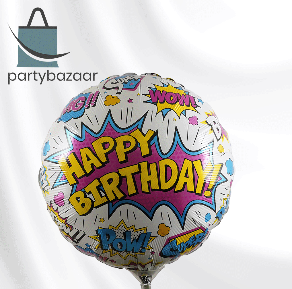 Superhero White Round Balloon
