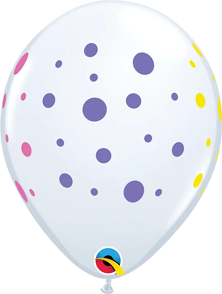 Colourful Dots Latex Balloon (Helium/Air Filled) - 11 Inches