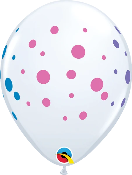 Colourful Dots Latex Balloon (Helium/Air Filled) - 11 Inches