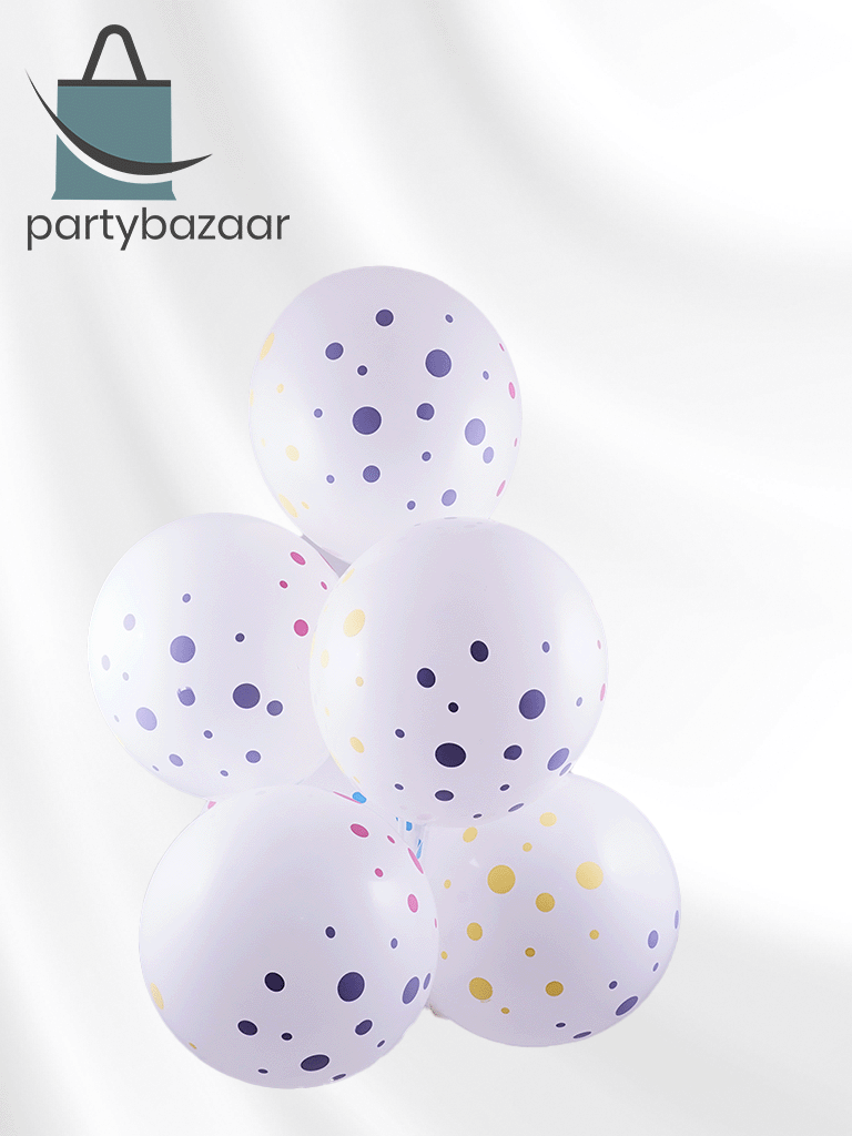 Colourful Dots Latex Balloon (Helium/Air Filled) - 11 Inches