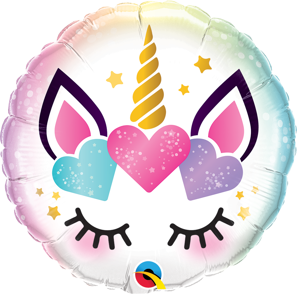 Round Unicorn Eyelashes Balloon