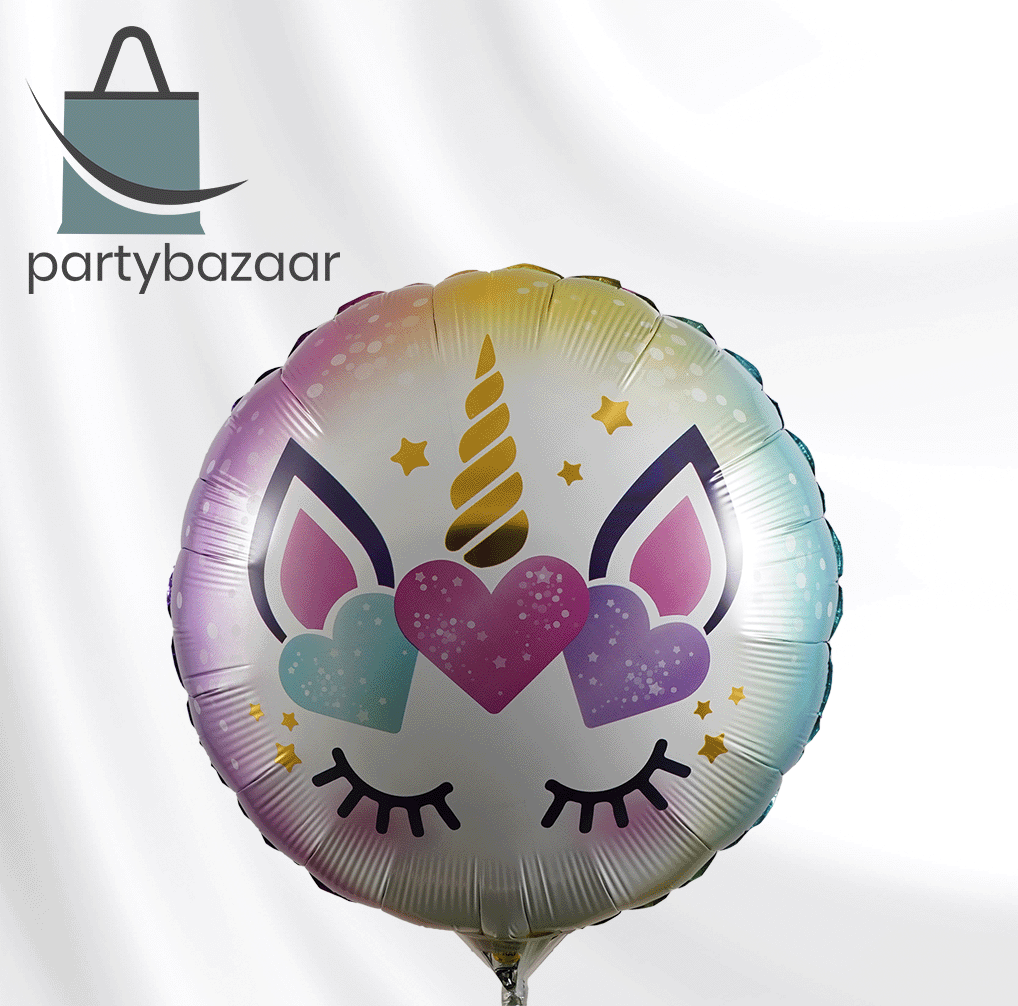 Round Unicorn Eyelashes Balloon