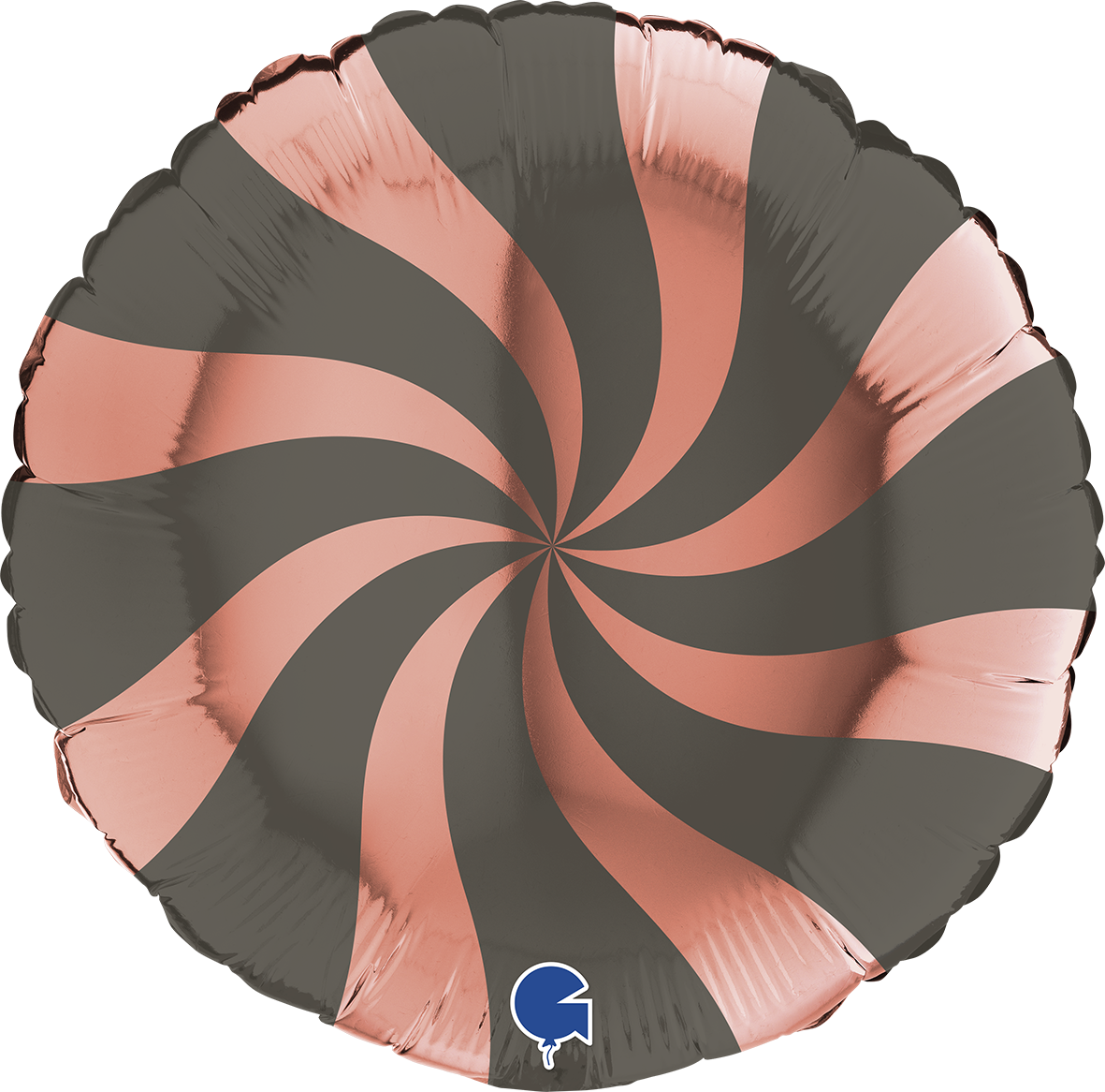 Swirly Rose Gold-Platinum Grey Round Balloon