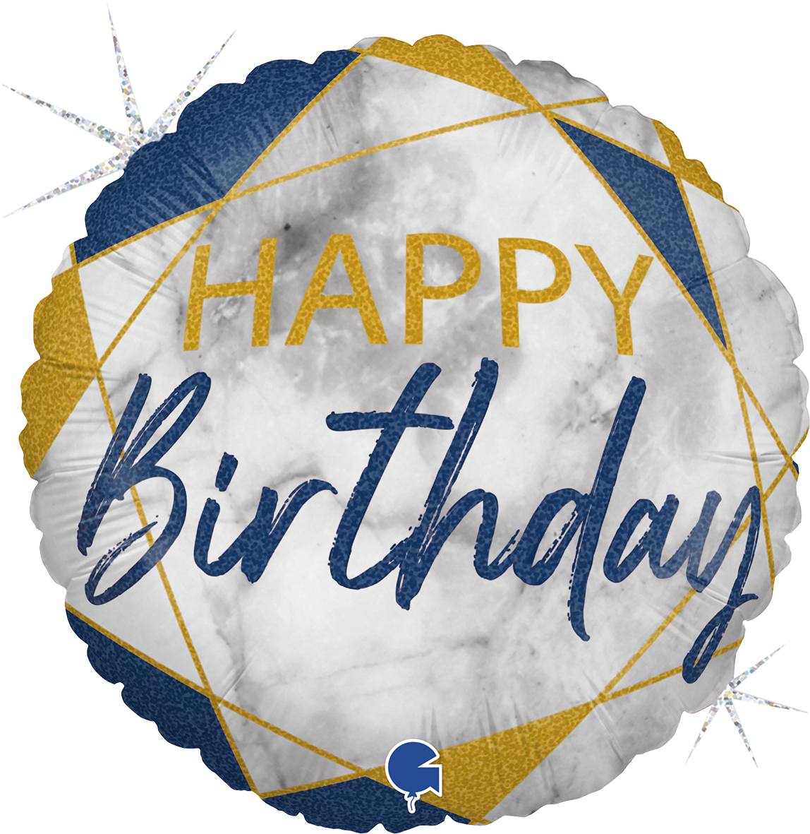 Marble Blue Happy Birthday Round Balloon