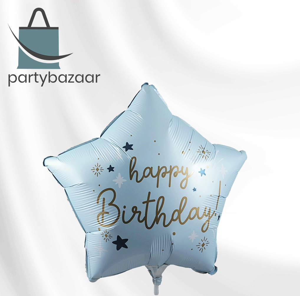 Happy Birthday Star Blue Balloon