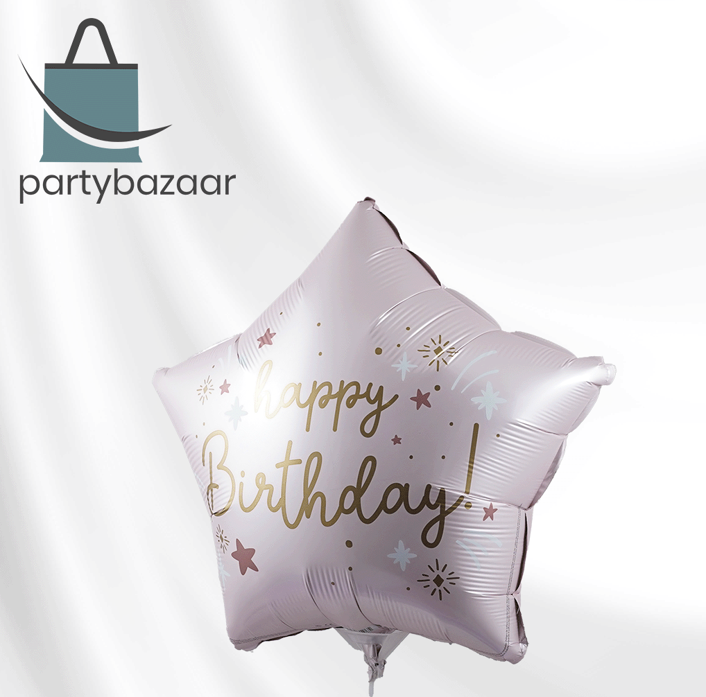 Happy Birthday Star Pink Balloon